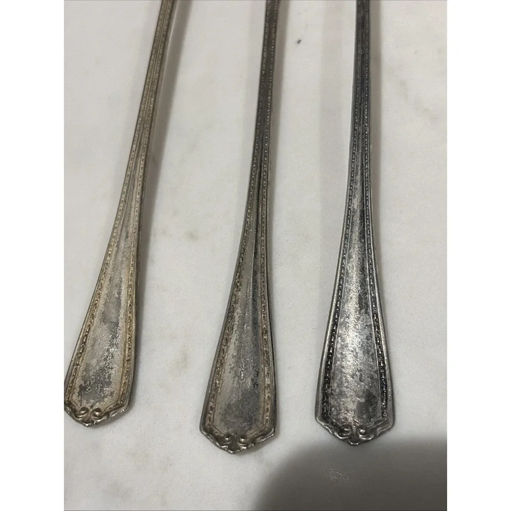 Set of 3 1877 N.F. Co Silver Plate ANTIQUE COLLECTIBLE ICED TEA‎ SPOONS 7.5